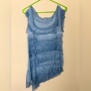 Blue ruffle tank
